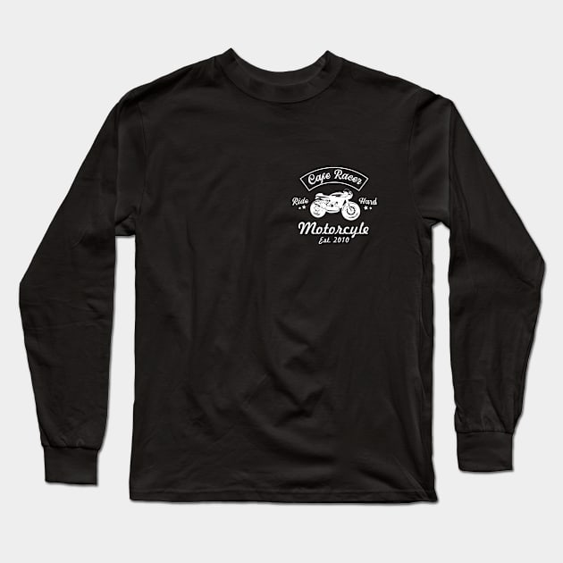 Motorcycle Caferacer Est 2010 Black Long Sleeve T-Shirt by Aspita